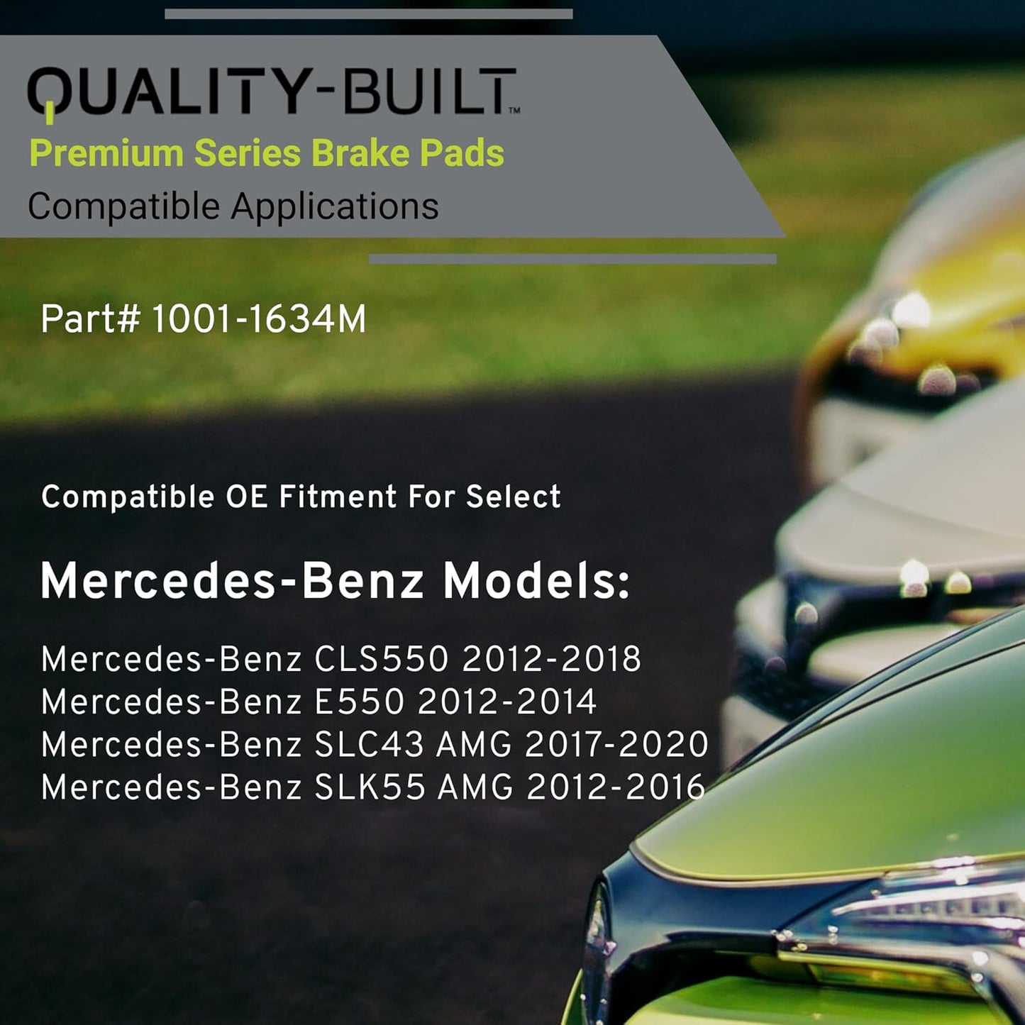Premium Semi-Metallic Front Brake Pads (1001-1634M) Compatible with Mercedes-Benz CLS550 2018-2012, E550 2014-2012, SLC43 AMG 2020-2017, SLK55 AMG 2016-2012