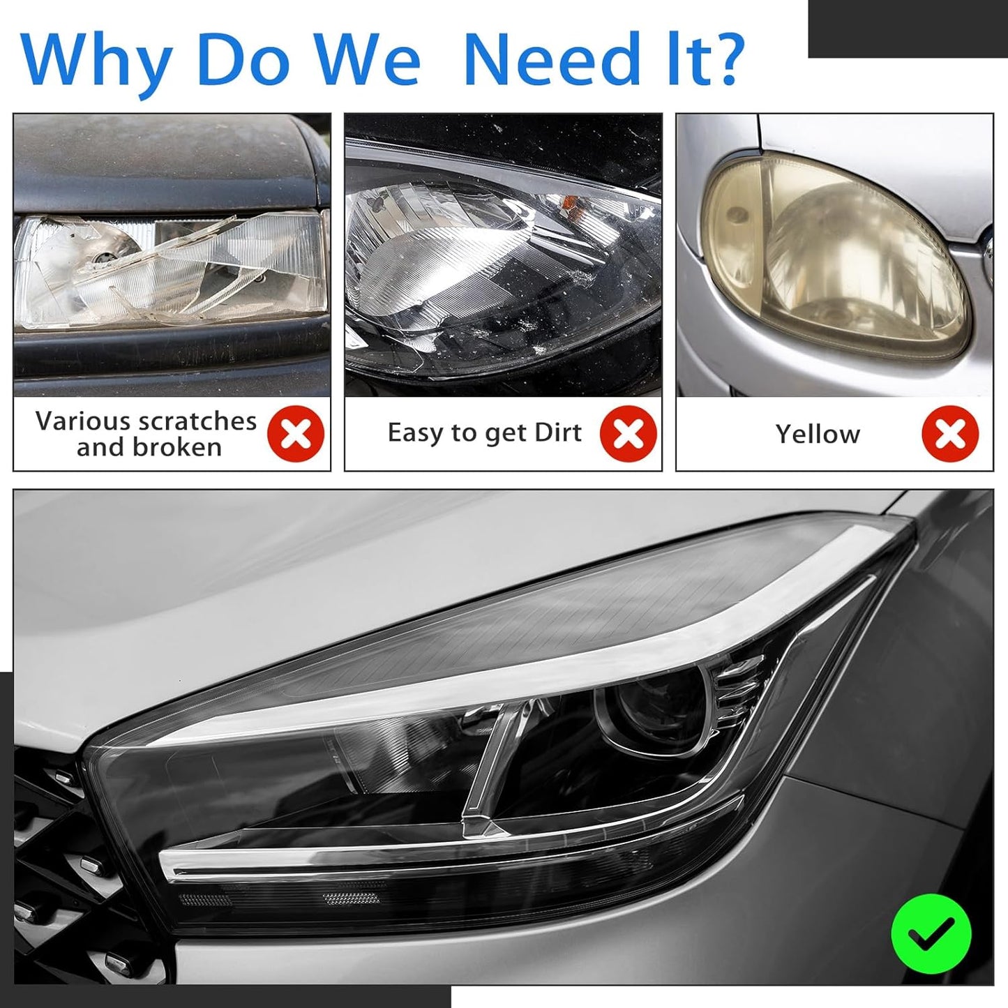 Pangda 16" x20ft Long Headlight Taillight Vinyl Tint Wrap Roll 40% VLT Self Adhesive Tail Light Tint Fog Lights Films with Scraper Vinyl Film Sticker Roll Car Accessories(Light Black)