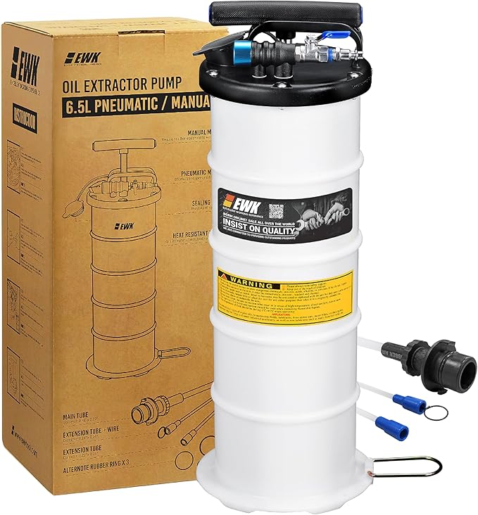 EWK 6.5L Pneumatic/Manual Oil Extractor, Oil Change Pump for Automotive Fluids Vacuum Evacuation, Fluid Extractor Pump Tool for DIY Mechanics