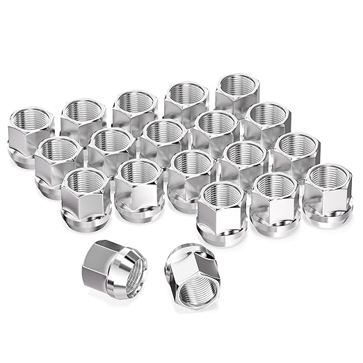 GAsupply M12x1.25 Short Open End Lug Nuts, 0.8" 21mm Tall, 3/4" 19mm Hex, Conical Seat 60 Degree Bulge Acor Chrome Nuts, 20 Pcs