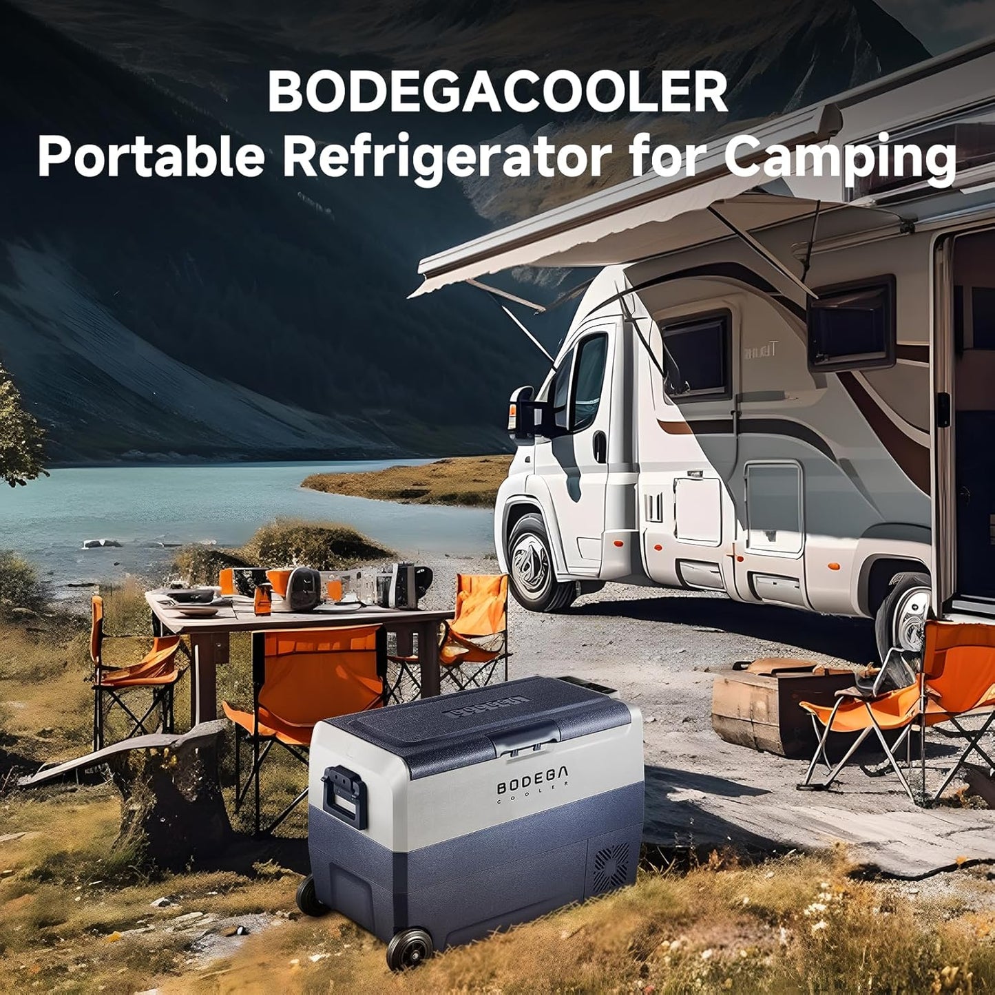 BODEGACOOLER 【Upgraded】 12 Volt Refrigerator, Portable Freezer,Car Fridge Dual Zone APP Control, 53 Quart（50L）-4℉-68℉ RV Car Cooler 12/24V DC and 100-240V AC for Outdoor, Vehicles, Camping, Travel