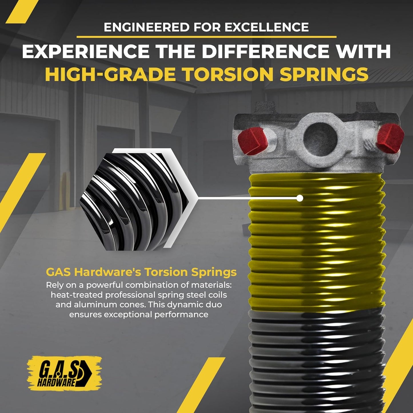 Garage Door Torsion Spring 250x1.75x33 Includes 1” Steel Bearing, Non-Slip Gloves, and Winding Bars for Left and Right Side of Garage Door Precision E-Coating 5-Year Warranty Min. 30,000 Cycles (Pair)