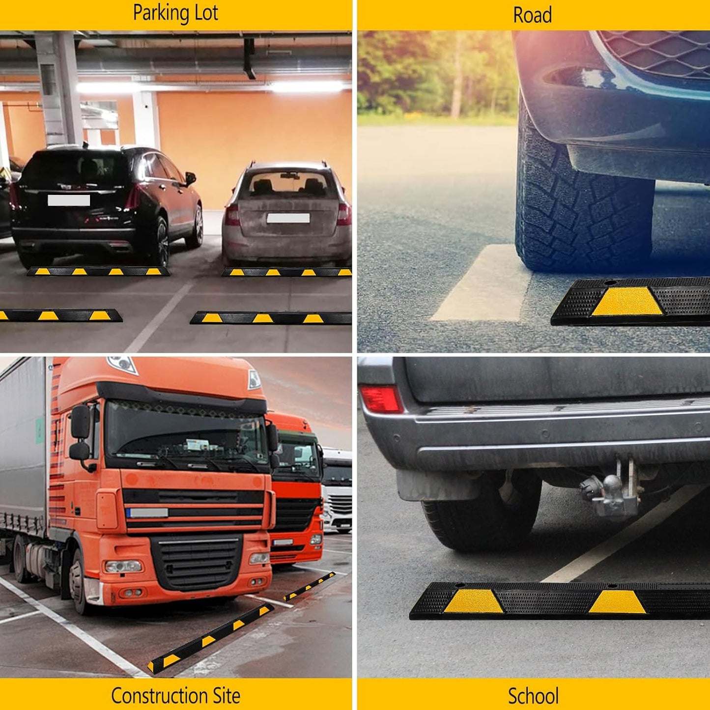 Curb Parking Garage Floor Stopper - 72 Inch Extra Wide Heavy Duty Rubber Parking Lot Stopper, for Vehicles Truck Driveway, Protect Pumpers from Cars Vans Trucks 1PC