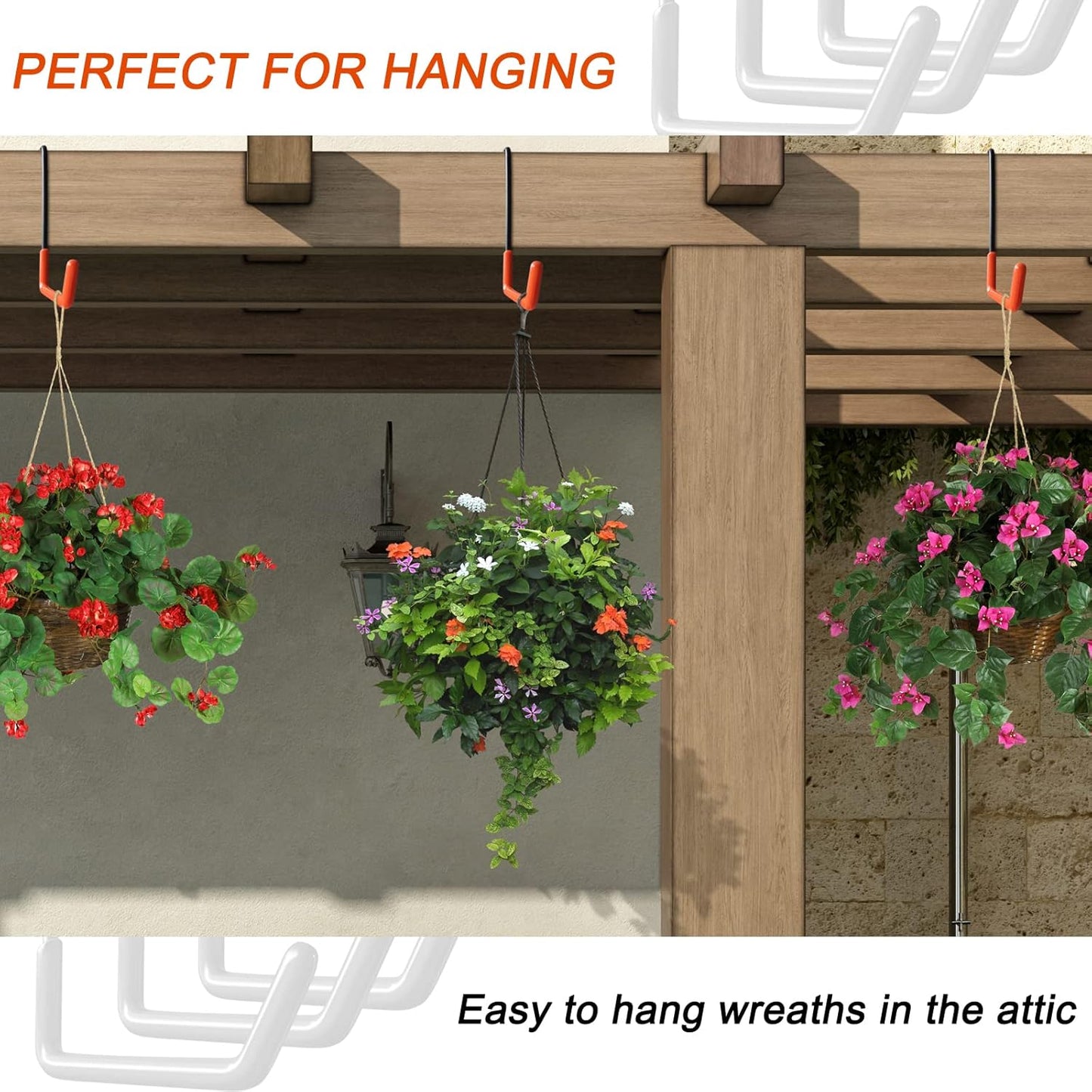 Rafter Hanger Large S Garage Hooks Bike Storage System Holder Organizer, with Non Slip Coating, for Organizing Hanging Basket, Ladders,Bicycle Wheel,Ropes and Bulk Items (6Pack, Black)