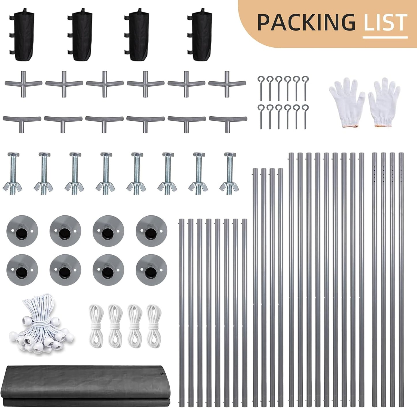 JY QAQA Carport, 12x20 FT Heavy Duty Carport with Removable Side Walls and Doors, Car Canopy with All-Season Tarp for Cars, Grey