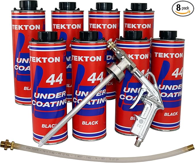 Undercoating for Cars and Trucks, Black Sprayable Undercoating Kit (8 Liter Cans + 1 Spray Gun + 1 Spray Wand)