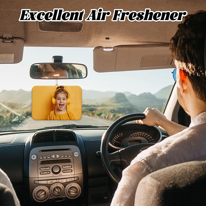 2pcs Personalized Air Freshener with Pictures, Personalized Car Air Freshener with Custom Photo, Custom Double Sided Photo for Car Wardrobe Bathroom Hanging Ornaments (Horizontal)