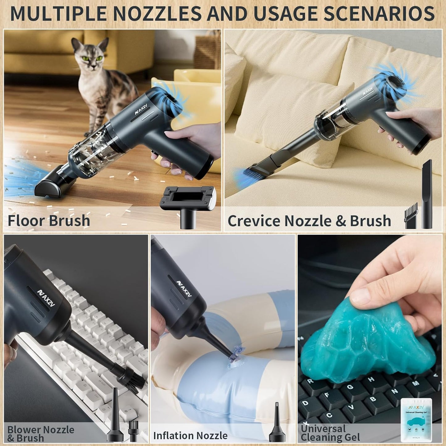 2-in-1 Car Vacuum&Air Duster,80W/16kpa/12KRPM/30 Mins,High Powerful Dust Cleaner Portable Cordless Vacuum Pro,Compressed Air Blower,Lightweight Rechargeable Handheld Mini Vacuum for Car/Home/Office