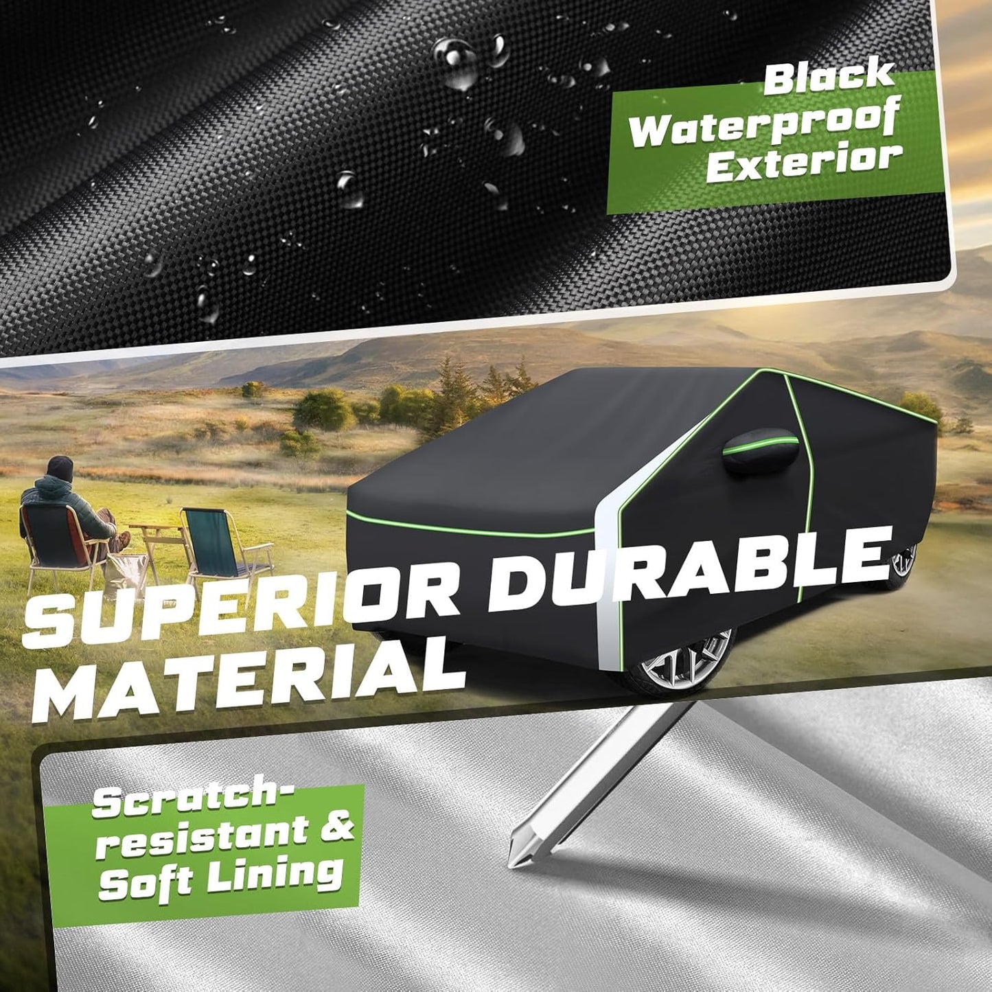 Mixsuper Liner Car Cover for Tesla Cybertruck 2024-2026, 7 Layers Waterproof Car Cover Accessories for Cybertruck with Zipper Door, Windproof Straps, Reflective Strips, Anti-UV, All Weather