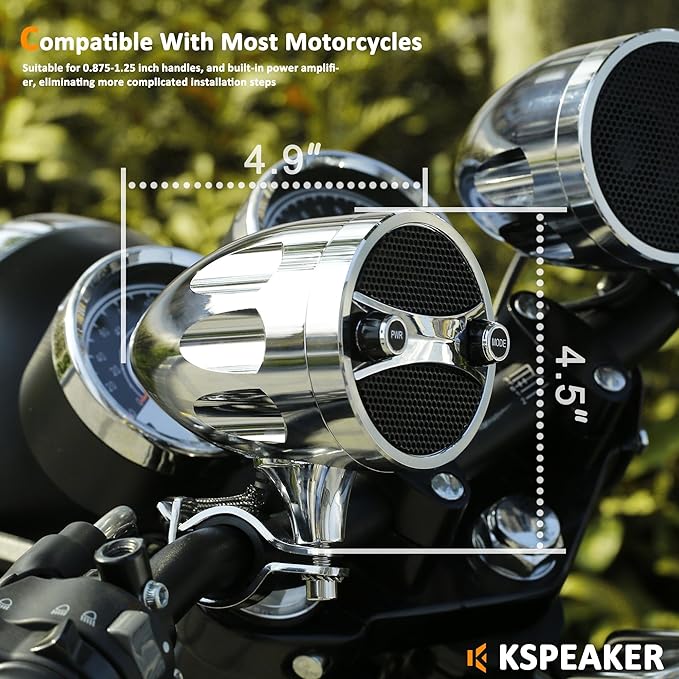 Bluetooth Motorcycle Speakers - Waterproof, 200W RZR Speakers for ATV/UTV, Golf Cart & Jet Ski Sound Bar