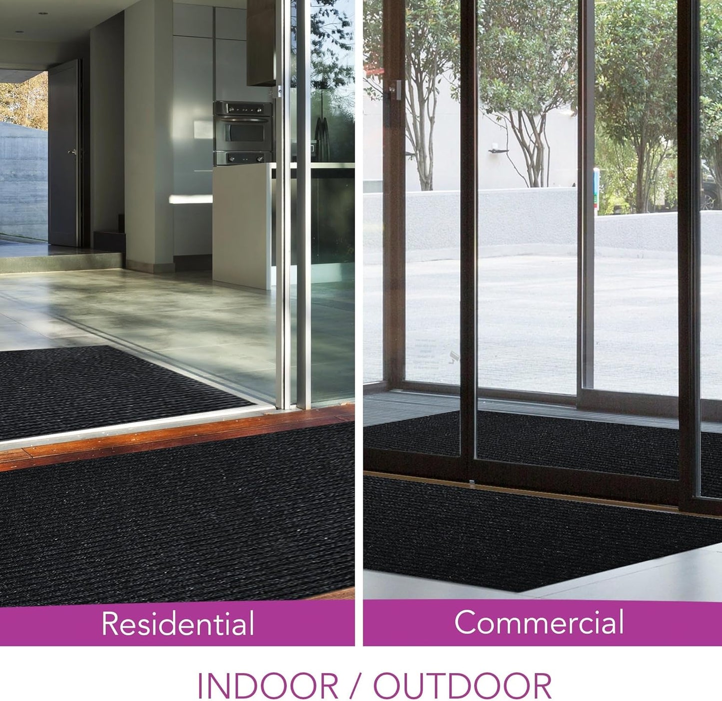 iCustomRug Spartan Weather Warrior Duty Indoor/Outdoor Utility Ribbed in 3ft,4ft,6ft Widths 70 Custom Sizes with Natural Non-Slip Rubber Backing 4'X54' in Black