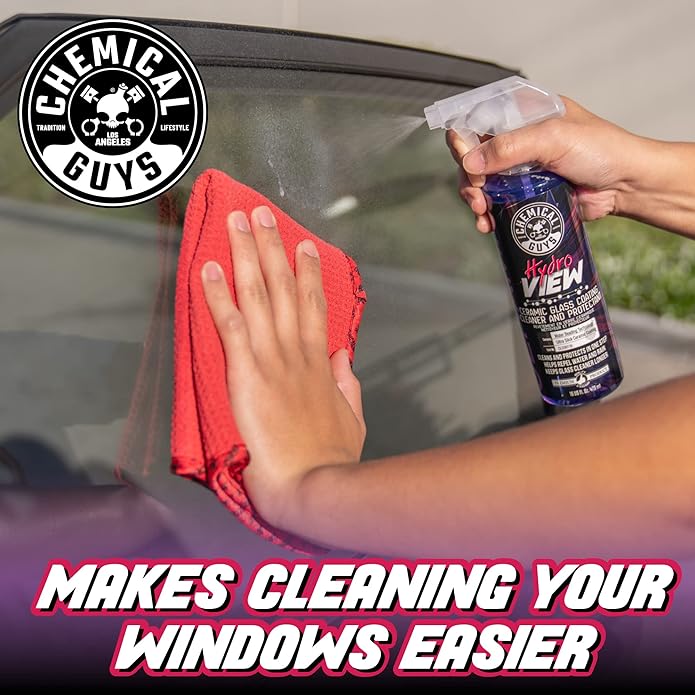 Chemical Guys HydroView Ceramic Glass Cleaner & Coating - Cleans & Adds Hydrophobic Protection, Car Window Cleaner for Glass, and Mirrors, Trucks, SUVs, and Home Use - 16 fl oz