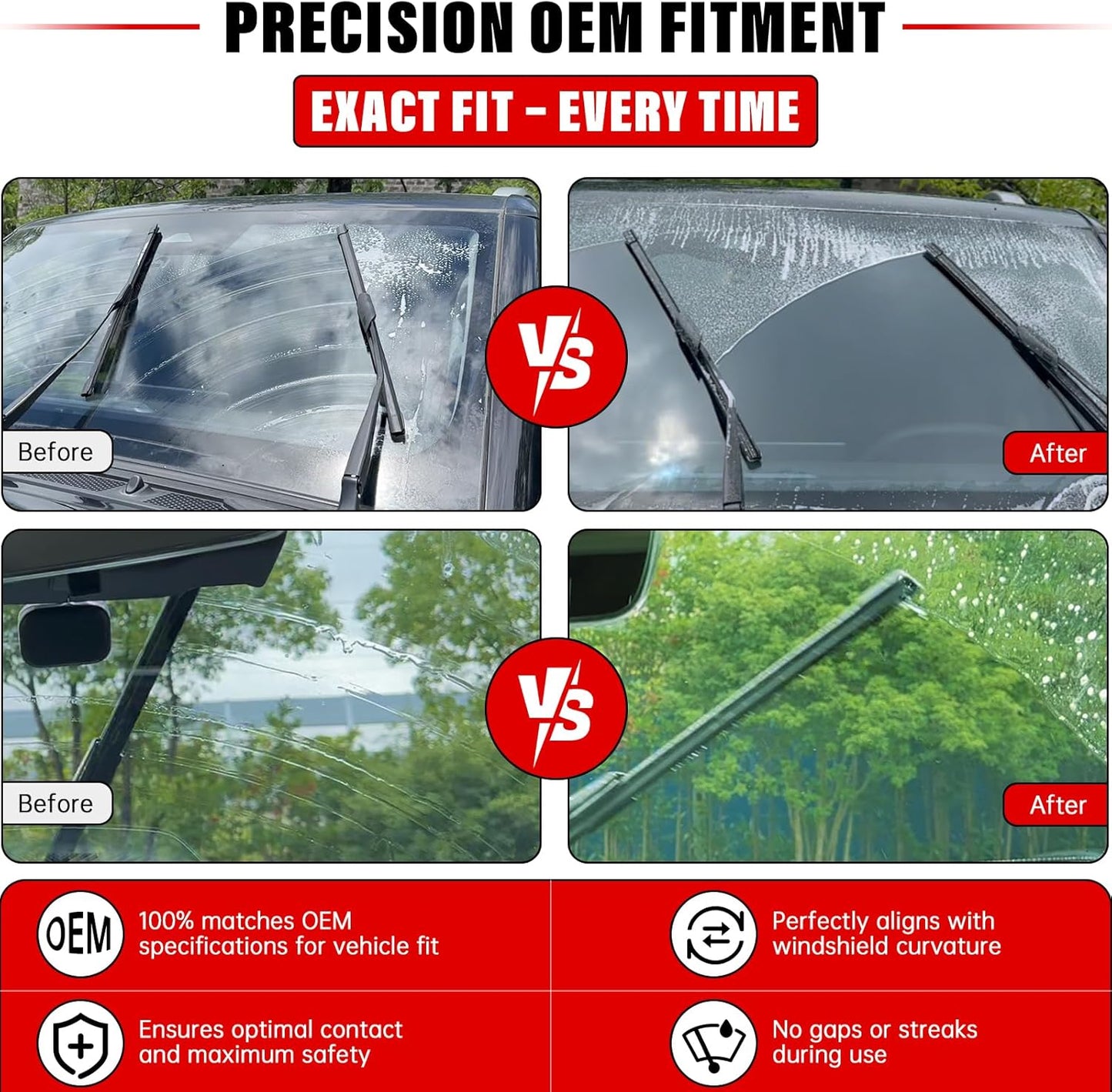 Windshield Wiper Blades Replacement for Kia Sportage 2011 2012 2013 2014 2015 2016 Original Factory Quality Front Rear Wipers Blade Set for My Car - 24" 18" 12" (Pack of 3)