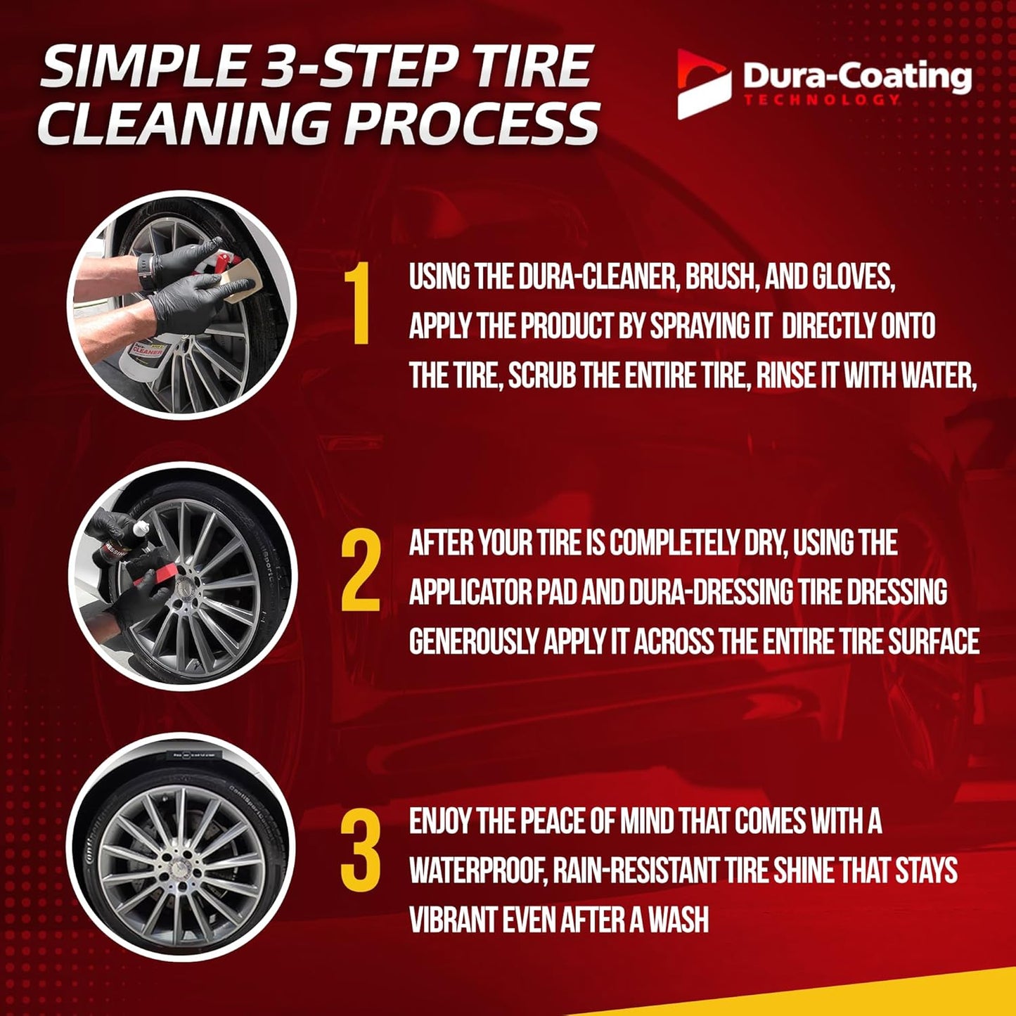 DURA-COATING TECHNOLOGY, Dressing Tire Dressing Re-Load Kit, for Tires Already Coated with Dura-Dressing - Car Tire Shine for Ultimate High Gloss Shine, Protection & Renewal - XL 8oz Bottle