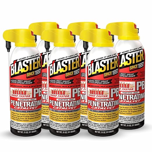 B’Laster Penetrating Oil Spray – Rust Prevention Penetrating Fluid – Loosens Rusted Bolts, Protects Against Corrosion, Multi-Use Anti Rust Spray for Frozen Parts – 11oz (Case of 6)