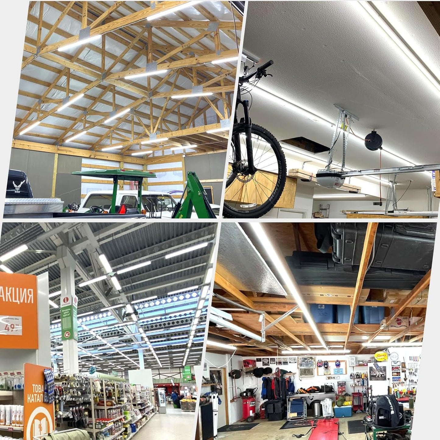 4 Pack, R17D/HO 8FT LED Bulbs - Rotate V Shape, 6000K Cold White 100W, 15000LM, 200W Equivalent F96T12/DW/HO, Clear Cover, T8/T10/T12 Replacement, Dual-End Powered, Ballast Bypass