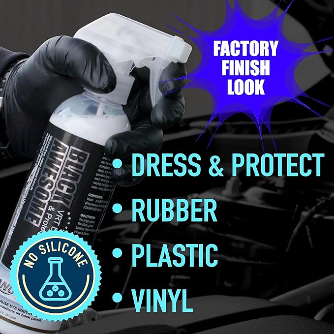 Nanoskin BLACK AWESOME Silicone-Free VRT Dressing Protectant 30 Gallons – Adjustable Like-New Finish to Vinyl, Rubber, Tire, Trim, Plastic, Interior & More | Safe for Cars, Trucks, Motorcycles, RVs