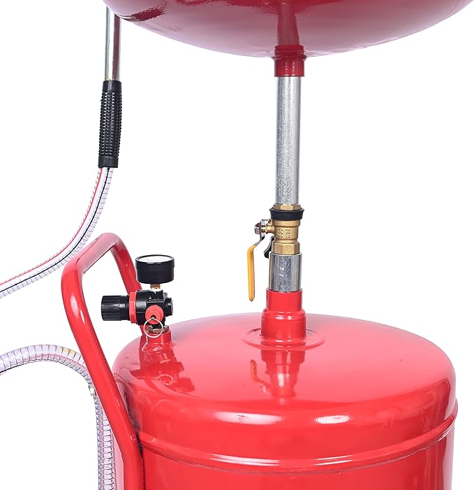 Aain Portable Oil Drain Container,20 Gallon Waste Oil Drain Tank,Air Operated Drainer for Oil Change,Portable Fluid Drain Disposal with Adjustable Height,Heavy Duty Construction with Wheels