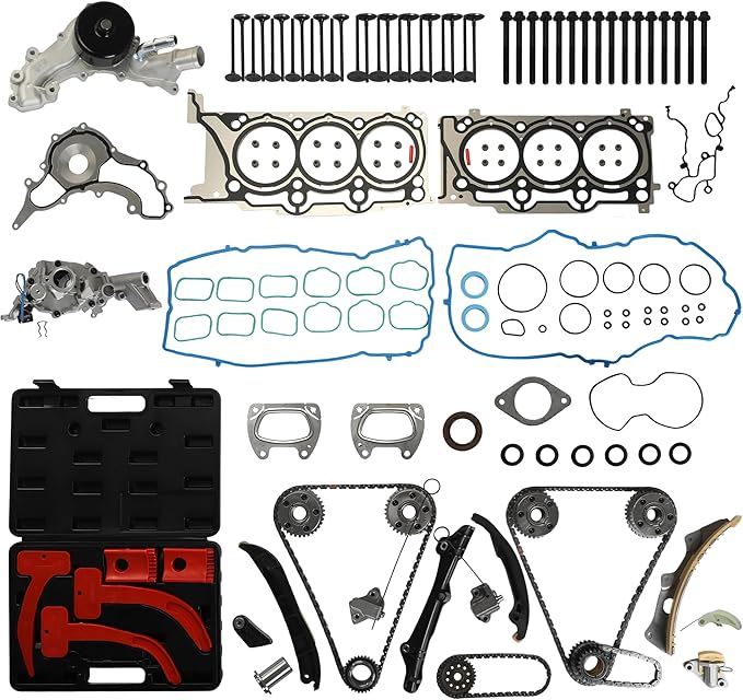 3.6 Head Gasket Set Timing Chain Timing Tool Kit Water Pump Oil Pump Valves w/Head Bolts Fit For Chrysler 200 300 Town&Country Dodge Jeep Ram ProMaster 1500 3.6L V6 DOHC 2011-2016 HS26541PT 90511SX