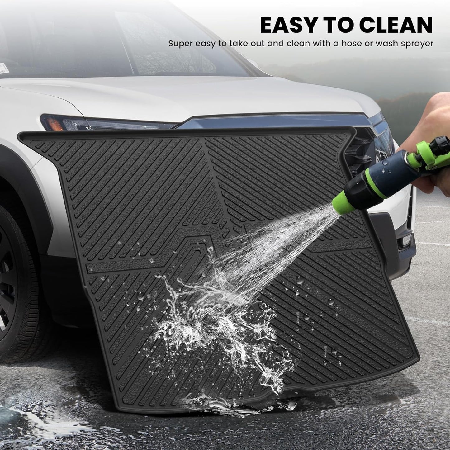 LASFIT Trunk Mat for Honda Passport 2019 2020 2021 2022 2023 2024 2025, All Weather Custom Fit TPE Cargo Mat Trunk Tray Cargo Tray, Black