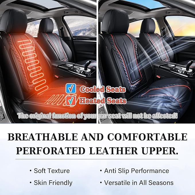 Coverado Car Seat Covers Full Set, Front Seat Cover and Back Seat Covers for Cars, Faux Leather Waterproof Seat Covers, Car Seat Protectors, Automotive Seat Covers Universal for Most Vehicles Black
