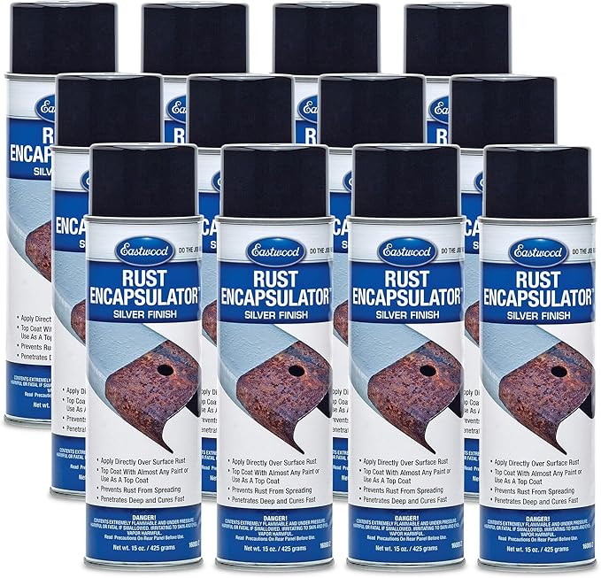 Eastwood Silver Rust Encapsulator 15 oz Aerosol Prevents Rust Corrosion Epoxy Fortified Low VOC Formula | 12 Pack