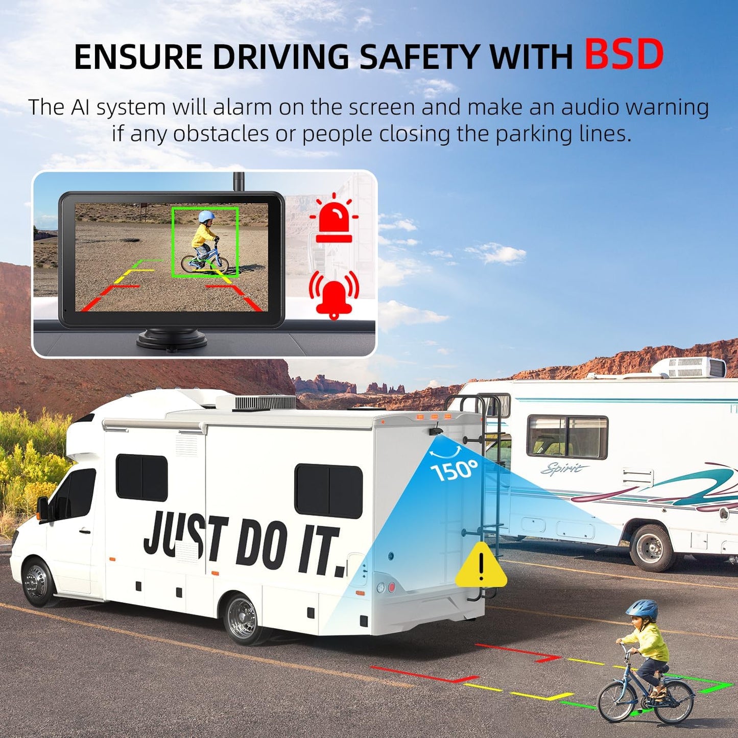 eRapta Magnetic Solar Wireless Backup Camera: HD1080P 7” Touchscreen Portable with DVR, BSD, 1-Min Install-Free IR Night Vision Hitch Backup Camera for Trailer/Truck/Small RV/Camper/Tractor-AWTCM701