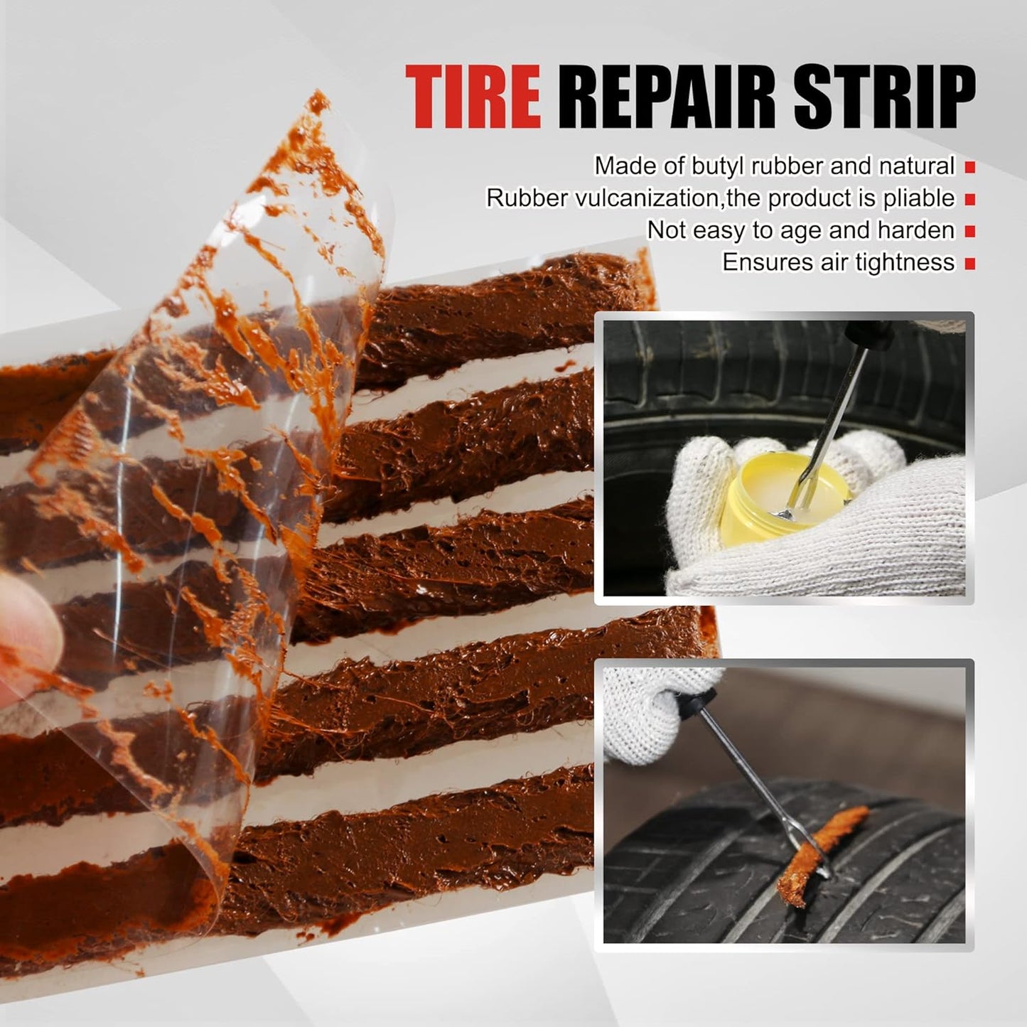 Economical Tire Repair Kit to Fix Punctures and Plug Flats, 10-Piece Value Pack, Ideal for Cars, Trucks, Motorcycles, ATV, with Storage case