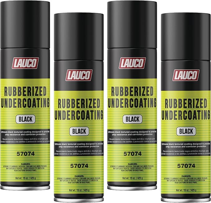 LAUCO Rubberized Undercoating Black (4-Pack) - 15oz Aerosol Spray Paint Can - Automotive & Truck Undercoat, Rust, Corrosion, Sound Deadener Coating for Metal & Plastic (57074)