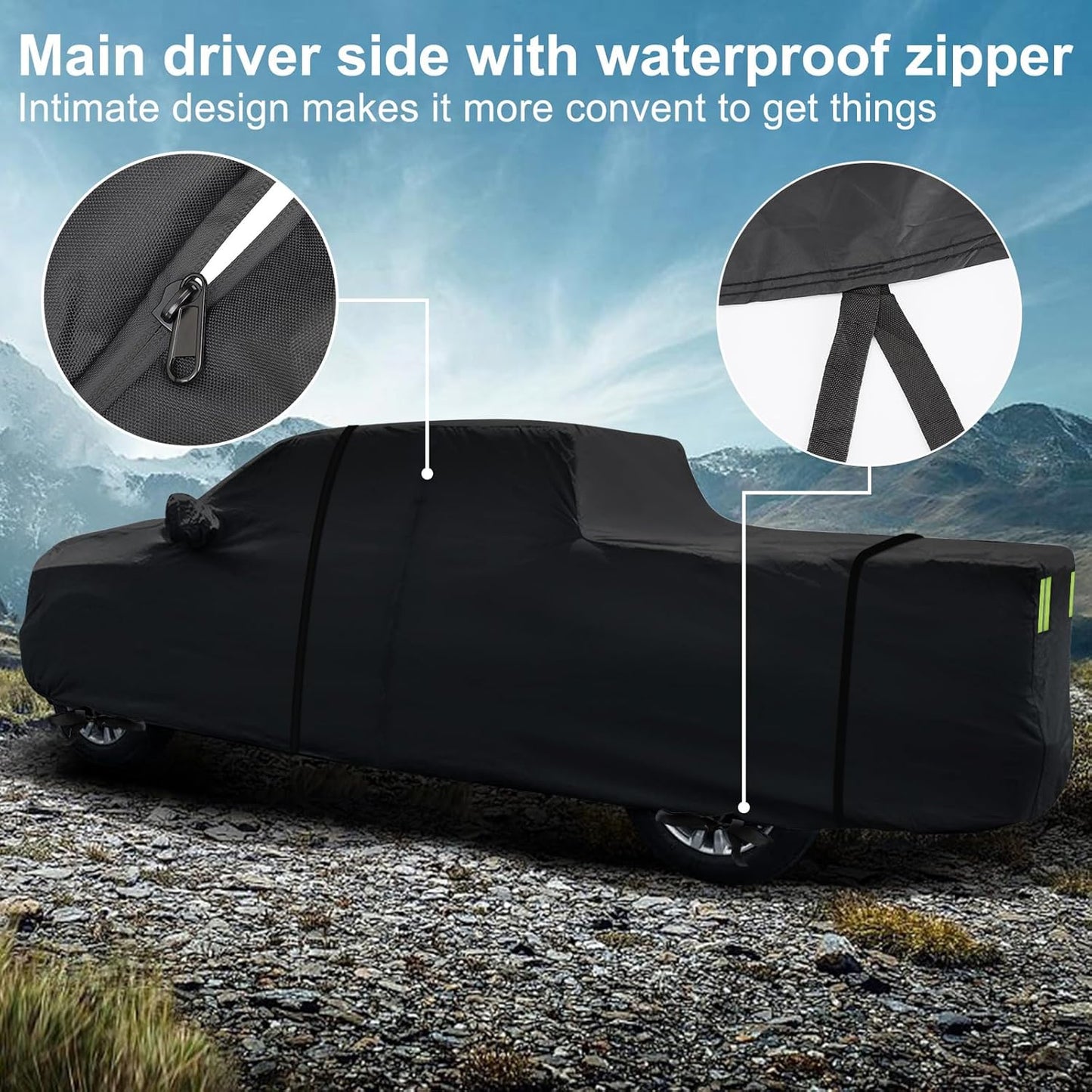 Car Cover for Toyota Tacoma Truck 2005-2025 for Xtra/Access/Double Cab SB (5'-6.125'), Outdoor Car Covers with Driver Side Zipper Windproof Heavy Duty Protection for Toyota Tacoma(UP to 212‘’L)