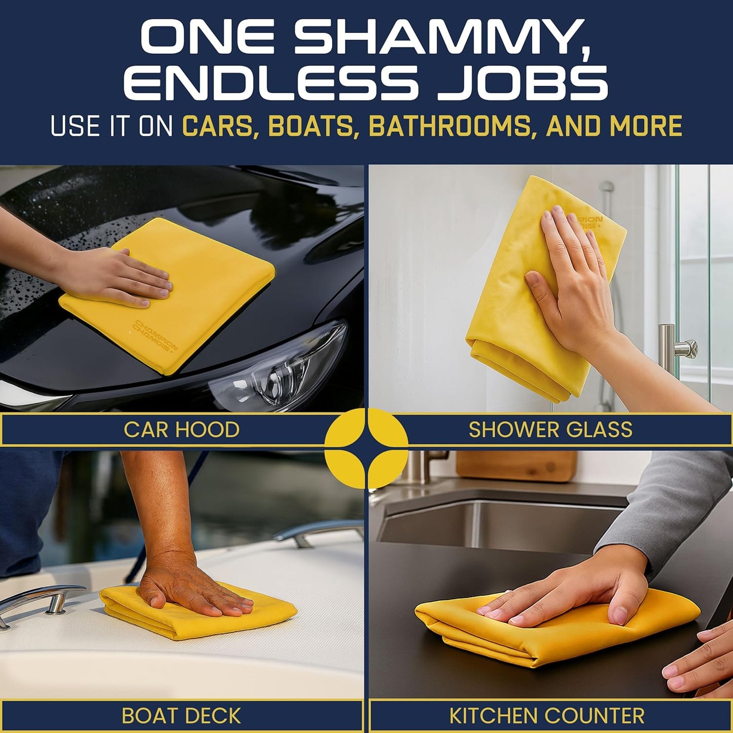 Premium Large Shammy Towel for Car - 2pk Pack (26"x17") - Super Absorbent, Soft, Streak-Free, Scratch-Free Cloth for Cars, Boats, Home - Long Lasting Chamois Towel + Hanging Storage Tubes (Original)