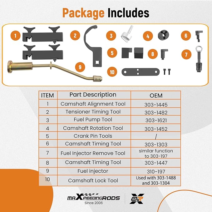 maXpeedingrods Engine Camshaft Alignment Timing Tool Kit for Land Rover Range Rover Sport Jaguar Discovry 4/5 V8 5.0 L V6 3.0L, with Fuel Injector Remover Installer Tool, 13 Pcs