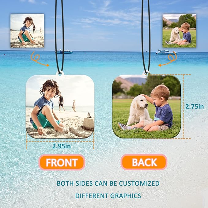 Custom Air Freshener for Car - Double Sided photo Personalized Air Freshener for Car with Multiple Fragrances Decorations for Wardrobe, Bathroom,Hanging Ornaments (Unique Scented Gift) (Square)