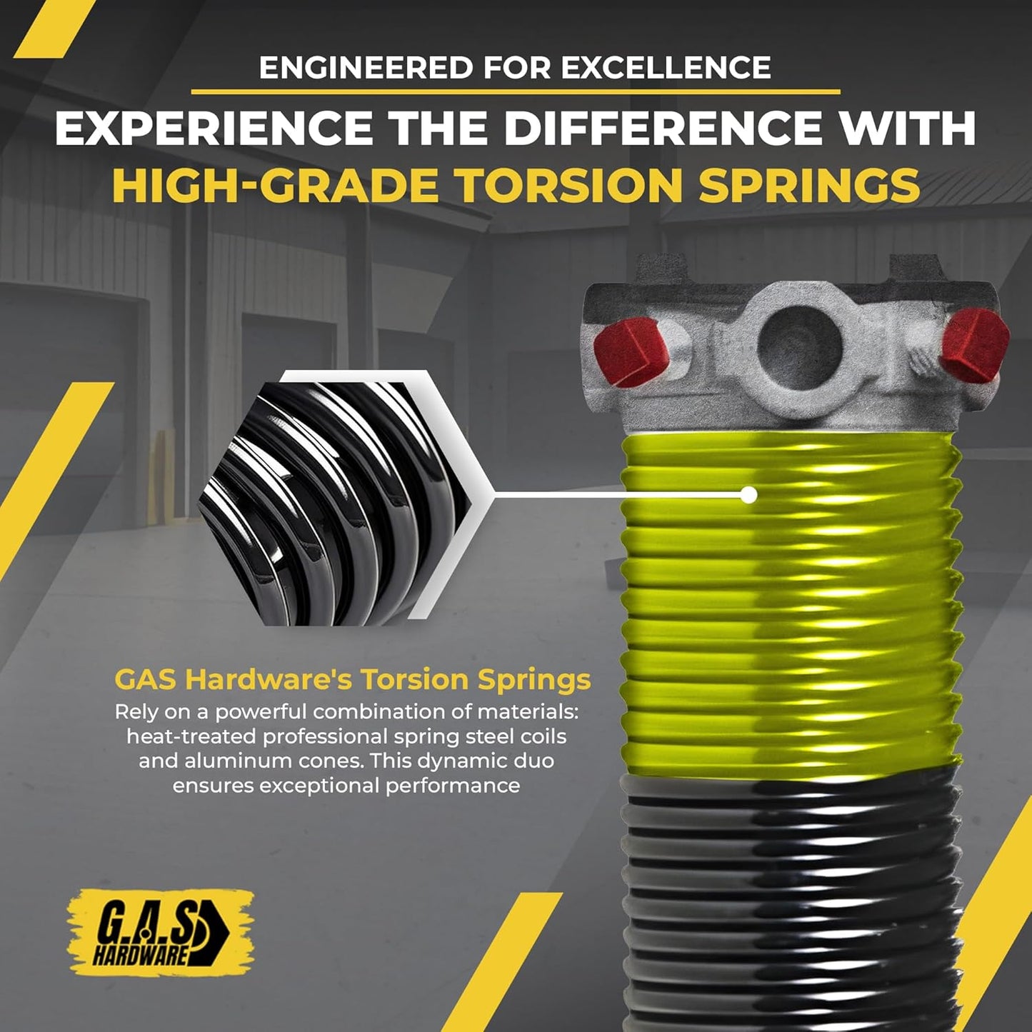Garage Door Torsion Spring 207x1.75x25 Includes 1” Steel Bearing, Non-Slip Gloves, and Winding Bars for Left Side of Garage Door Precision E-Coating 5-Year Warranty Min. 30,000 Cycles (Red Cone)