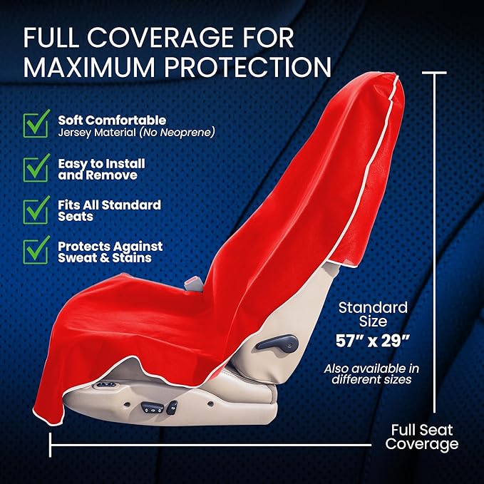 Dri Seats Waterproof Car Seat Cover – Premium Sweat Towel with Slip Resistant Backing for Front Seats in Cars, Trucks, SUVs – Universal Seat Liner, Easy Install, Machine Washable, Breathable