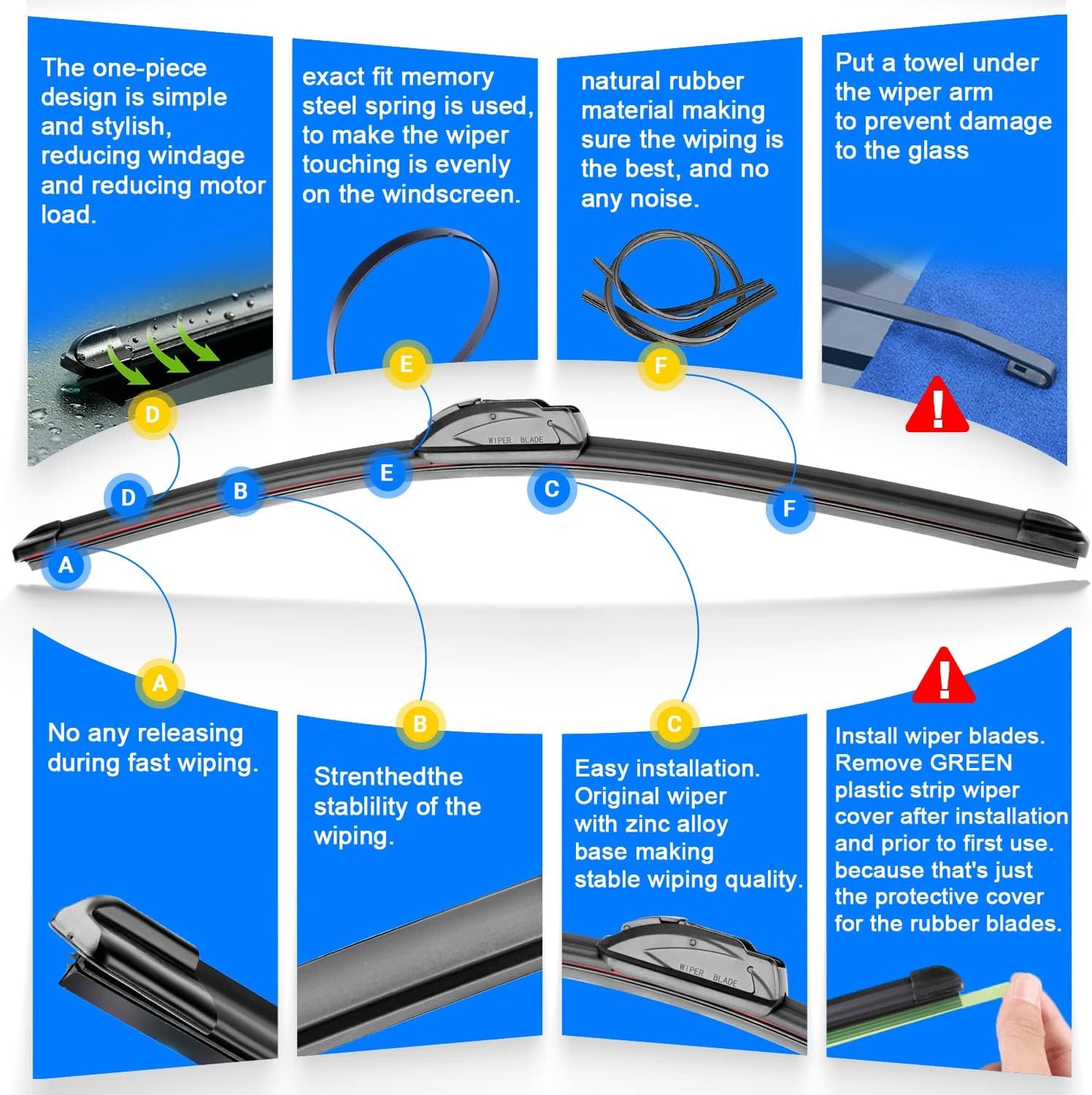 Windshield Wiper Blades Replacement for Nissan Rogue 2008 2009 2010 2011 2012 2013 / Nissan Rogue Select 2014 2015 Original Factory Quality Front Rear Wipers Blade Set - 26" 14" 12"