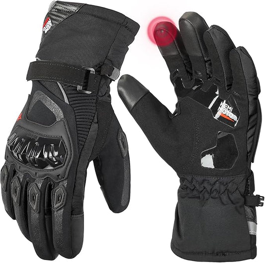 KEMIMOTO Winter Motorcycle Gloves, Rainproof Riding Warm Gloves with Touchscreen for Motorcycle Riding, ATV, UTV, Snowmobile Black XL