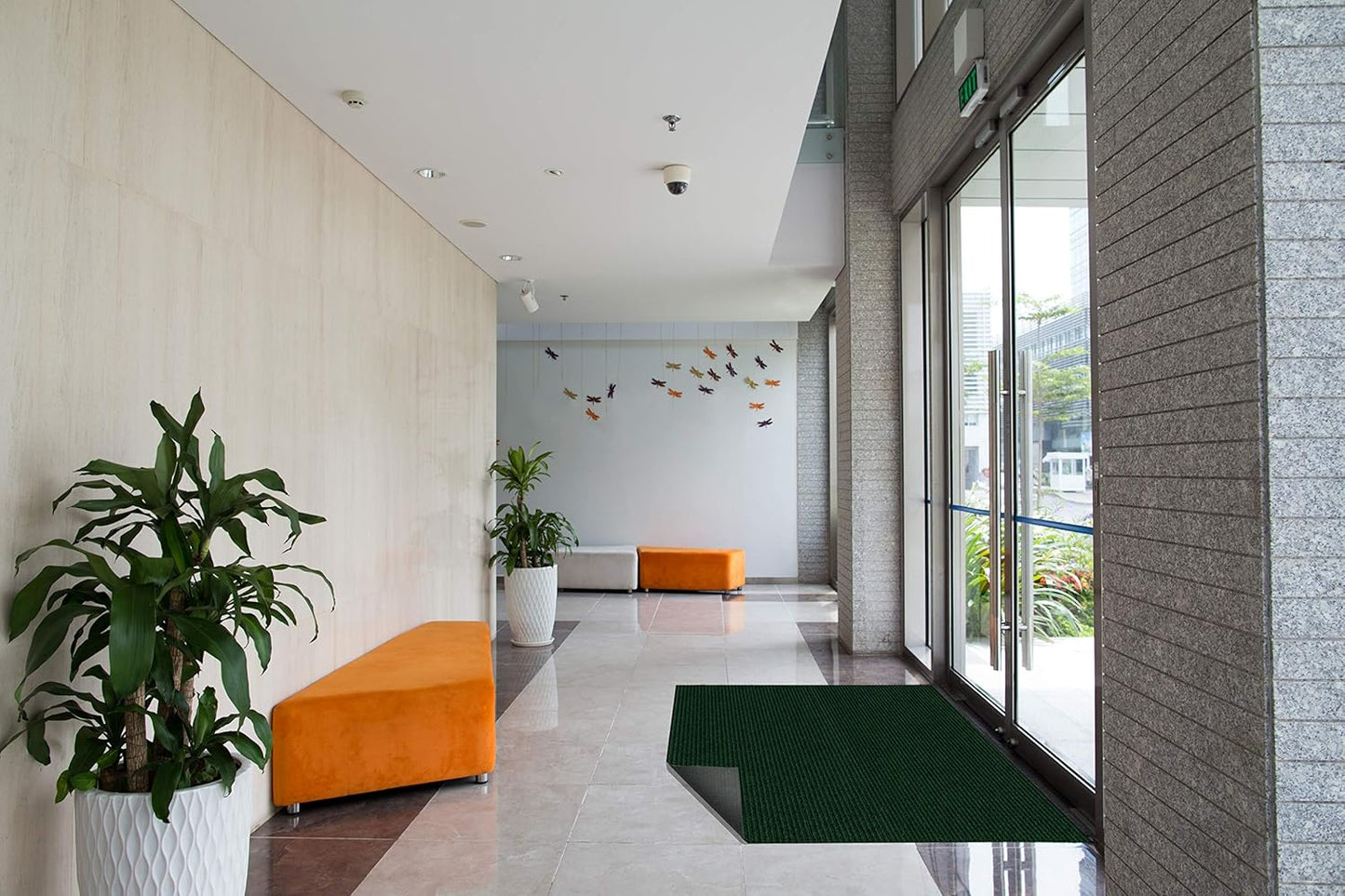 KOECKRITZ Heavy Duty Durable All Weather Indoor/Outdoor Non Slip Entrance Mat Rugs and Runners for Office Business Building Home Garage Front Door - 2' x 6' Green