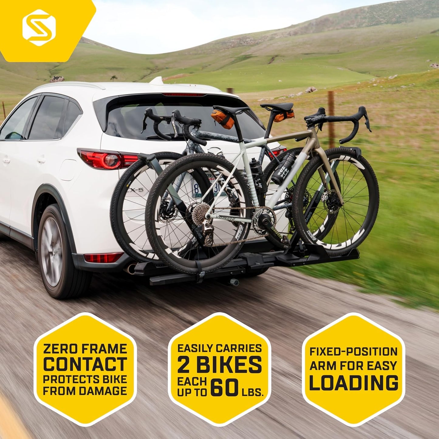 Saris SuperClamp G4 2-Bike Hitch Rack – Lightweight Platform Bike Carrier, Zero Frame Contact, Tool-Free, Tilt & Fold, Supports eBikes, Fits 1.25" & 2" Hitch – Carries 2 Bicycles Up to 60 lb. Each