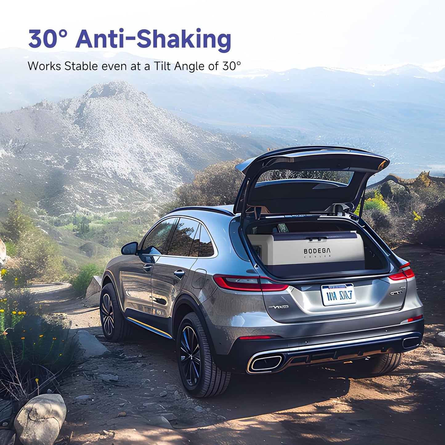 BODEGACOOLER 12 Volt Car Refrigerator,53 Quart Portable Car Freezer Fridge Bluetooth Control,(50L) -4℉-68℉ Electric Cooler 12/24V DC and 100-240V AC for Travel,Camping,RV,Boat Road Trip Tailgating