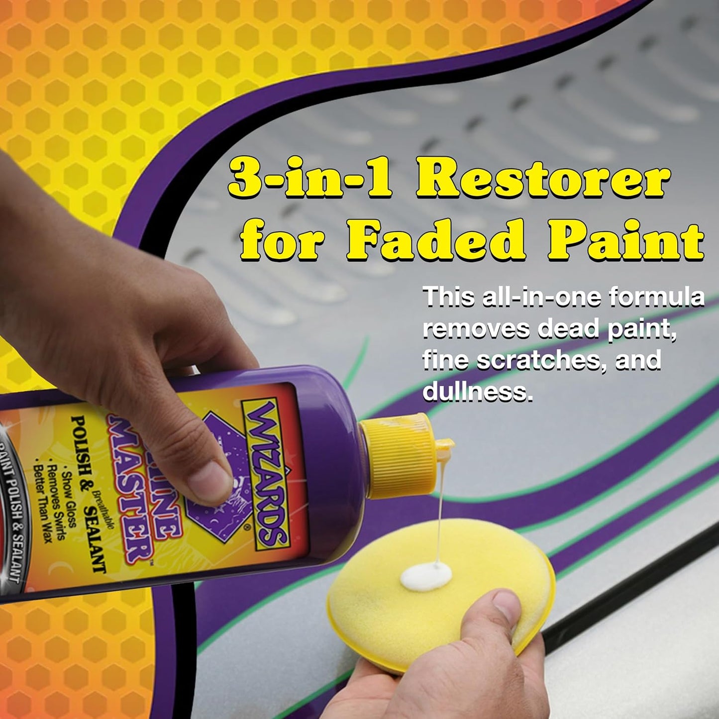 Wizards Shine Master Polish and Breathable Sealant - 16 oz - No Wax or Free Silicone - Polishes and Protects with No Greasy Film - Wax Replacement Car Polishing Compound for Boat and Car Polish