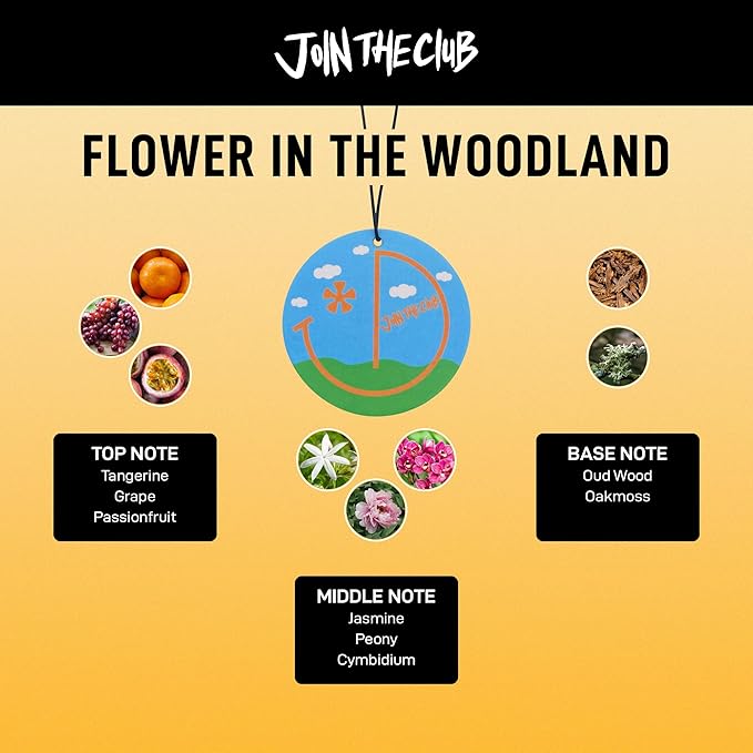 Join the Club Natural Essential Oils Car Air Freshener Hanging | 6 Pack Blue Sky - Flower in the Woodland Scent | Non-Toxic Aromatherapy Car Fresheners for Women - Perfect for Cars and Small Spaces