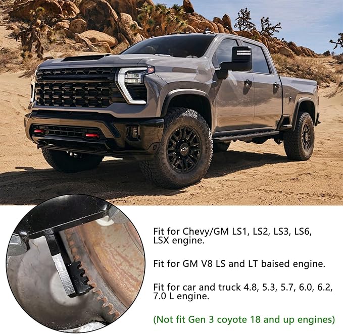 LS Flywheel Locking Tool, Compatible with Chevy LS1 LS2 LS3 LS6 LSX Engine Flex Plate Locking Holding Tool Kit, for 4.8, 5.3, 5.7, 6.0, 6.2, 7.0 Automotive Engine (Black Steel)