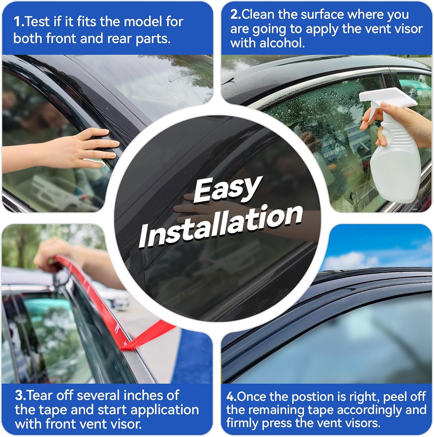 Window Visors Rain Guards Shield for 2007-2013 Acura MDX, Out-Channel Window Vent Wind Deflectors Visors Shades for 07 08 09 10 11 12 13 Acura MDX