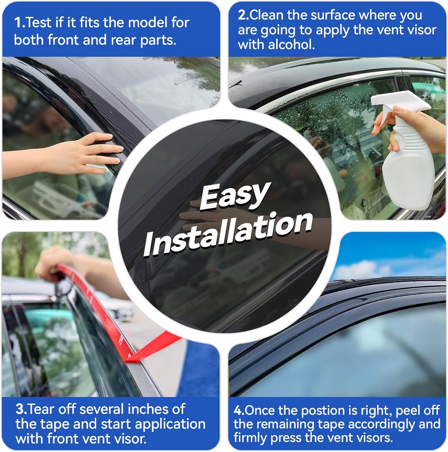 Window Visors Rain Guards for 1996 1997 1998 1999 2000 Toyota RAV4, Out-Channel Window Vent Wind Deflectors Visors Shades for 96 97 98 99 00 Toyota Rav4