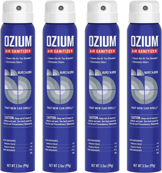 Ozium 3.5 Oz. Air Sanitizer & Odor Eliminator for Homes, Cars, Offices and More, New Car Scent, 4 Pack (OZM-22-4)