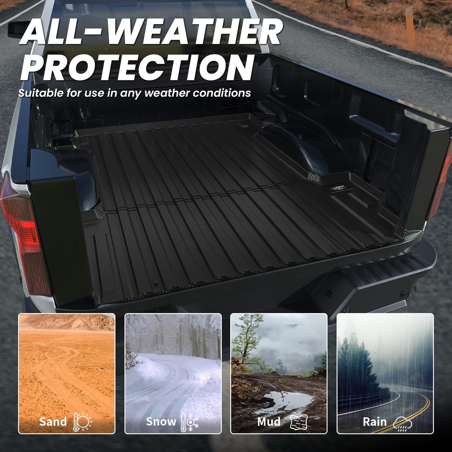 LASFIT Truck Bed Mat 2019-2025 for Chevrolet Chevy Silverado 1500 | GMC Sierra 1500 (Only Fit 5.8FT Bed), Bed Liner for Chevy Silverado GMC Sierra 1500, Not Fit Optional CarbonPro Bed