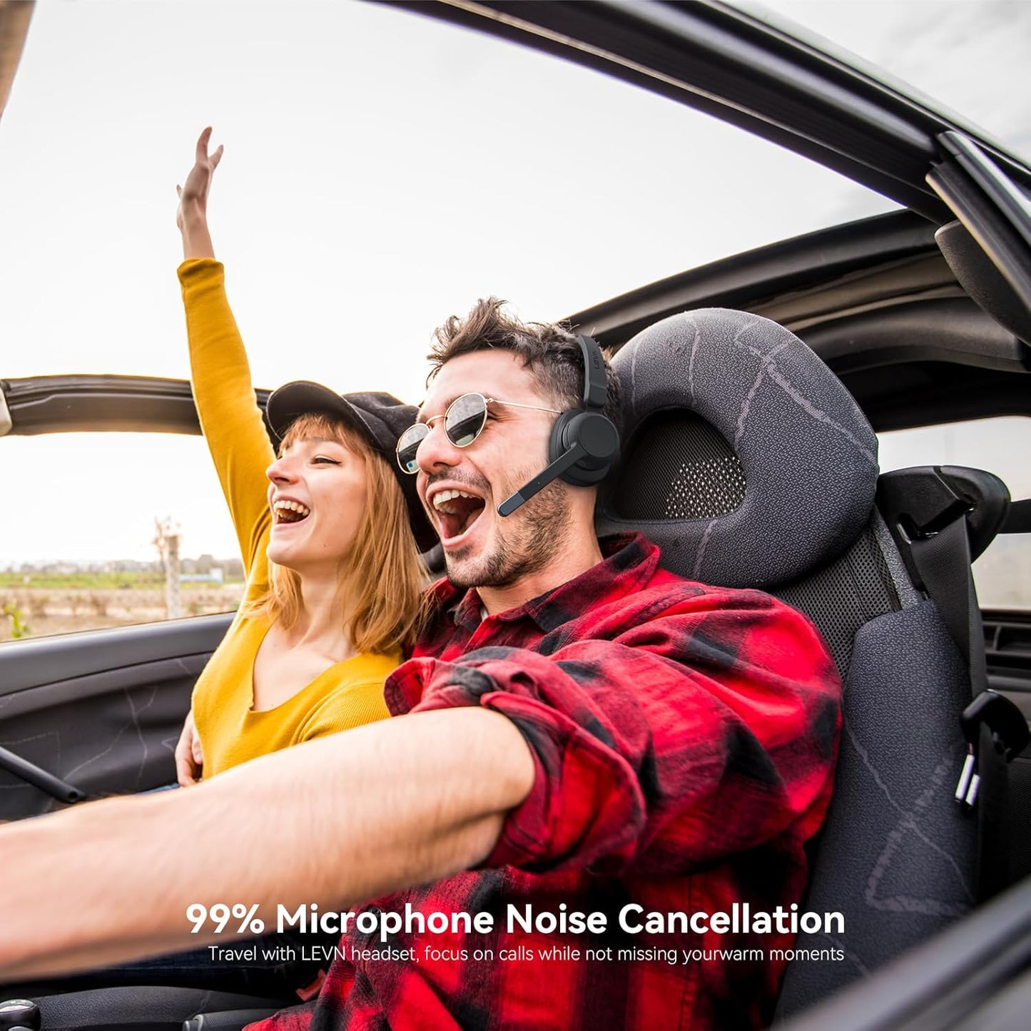 LEVN Trucker Headset, Trucker Bluetooth Headset with Noise Cancelling Microphone & Mute Button, Bluetooth Headsets V5.2 Multipoint for Work from Home/Cell Phone/Computer/Zoom/Teams/Truck Driver