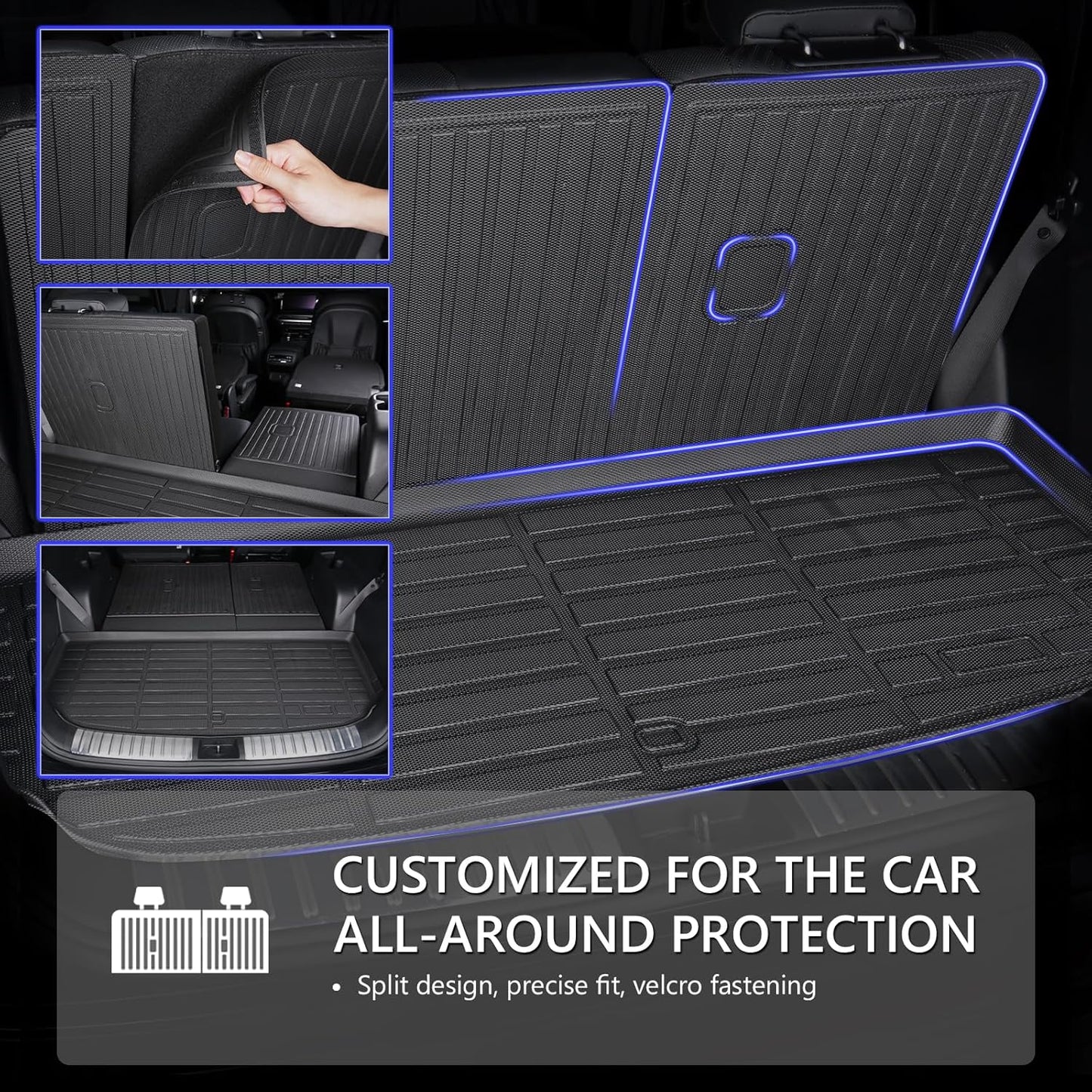 KELCSEECS® Floor Mats & Cargo Liner with Seatback Mats for 2021-2025 Ford Expedition Max 8 Seats Bench Seating, All Weather Protection TPE Floor Liners Full Set Expedition Accessories Black