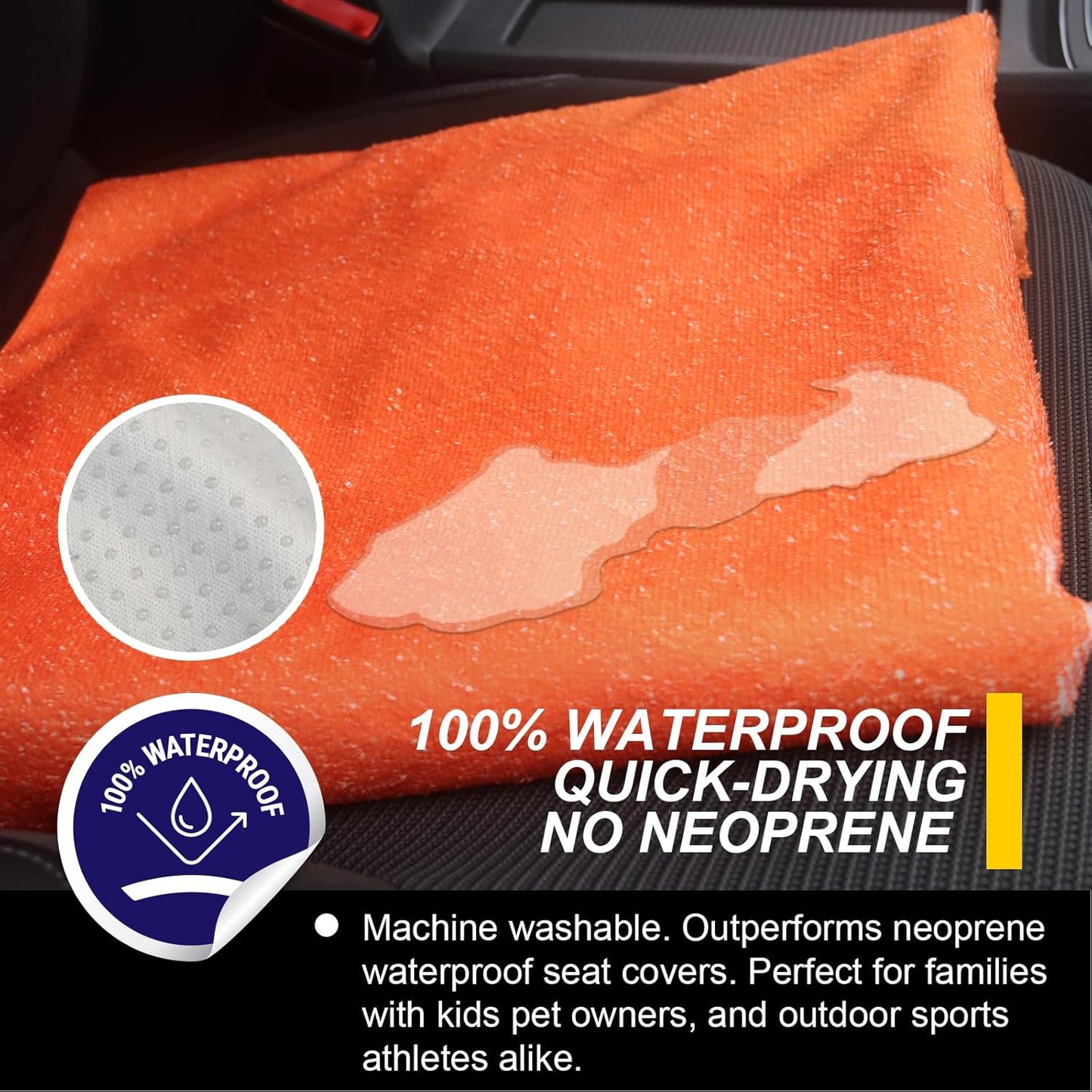 Back Seat Cover for Car Trucks Van SUV,Waterproof Rear Bench Towel Seat Covers for Dogs and Kids,Automotive Backseat Protector (Orange)